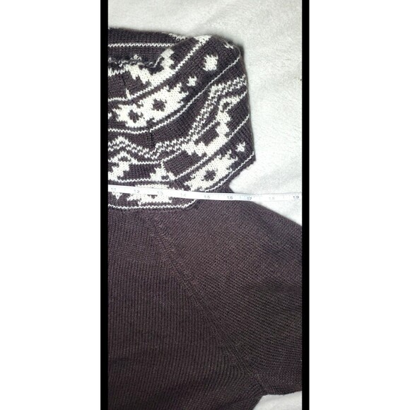 Pink Rose 3X Brown Sweater Dress – Fair Isle Cowl & Cuffs – Plus Size Cozy Knit - Picture 12 of 16